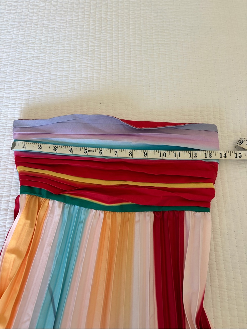 Strapless Multicolor Pleated Maxi Dress - Picture 7 of 9